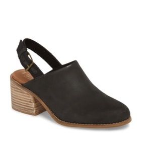 Toms Leila Slingback Sandals in Black Leather (Size 10) WORN ONCE!